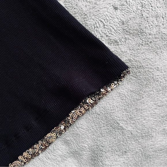 Calvin Klein Sequin Sleeveless Holiday Party Ribbed Tank Top Gold Black Large - Picture 8 of 10